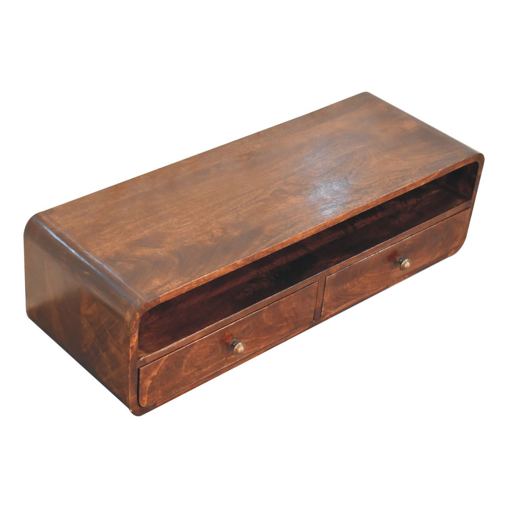 Solid Wood Wall-Mounted Floating Console Shelf
