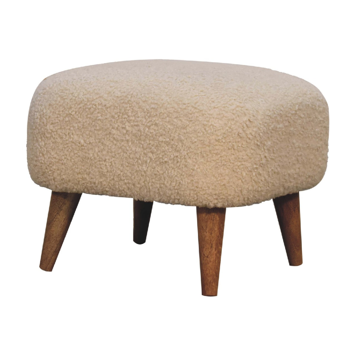 Nordic Cream Bouclé Round Ottoman Footstool
