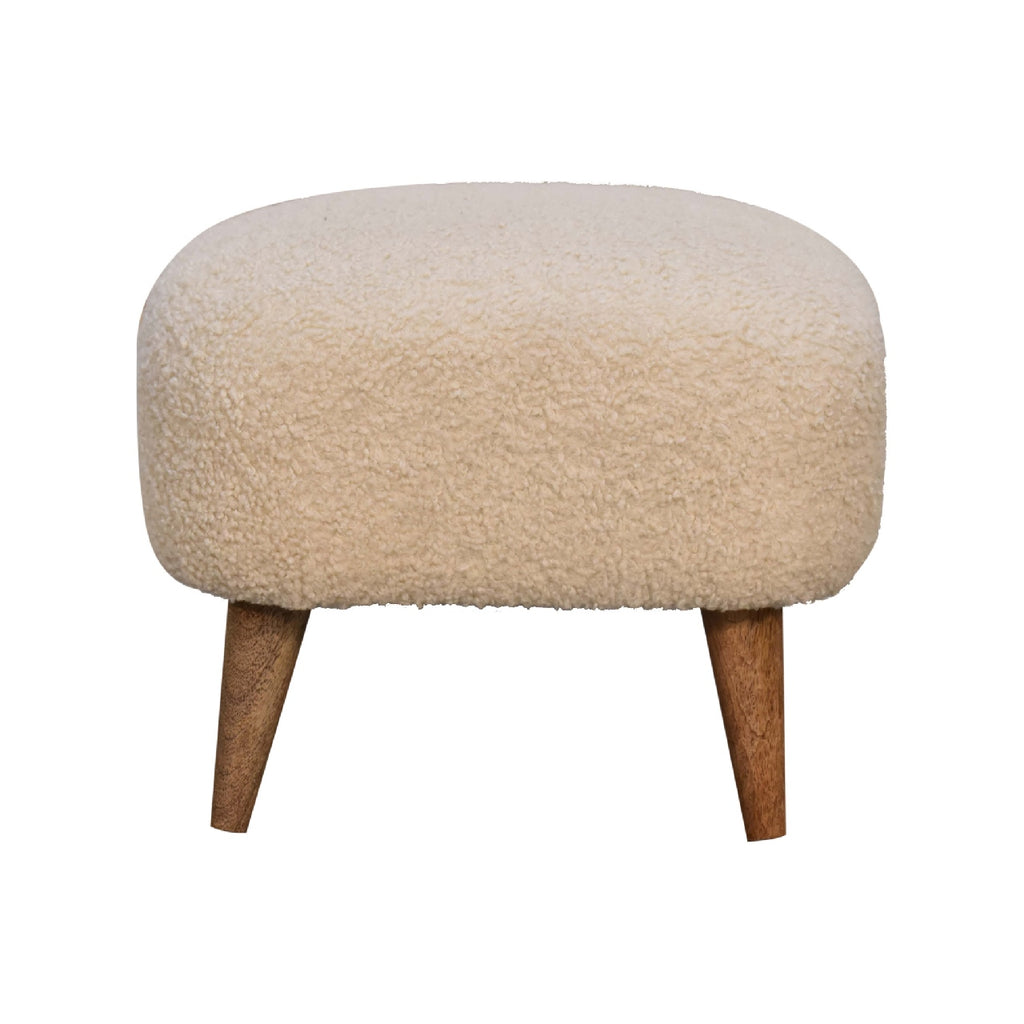 Nordic Cream Bouclé Round Ottoman Footstool