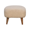 Nordic Cream Bouclé Round Ottoman Footstool