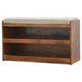 Solid Wood 2-Tier Shoe Storage Bench with Cushion
