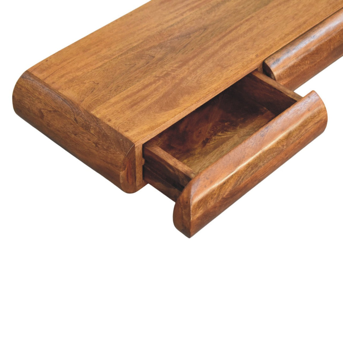 Solid Wood Floating Curved Shelf Desk