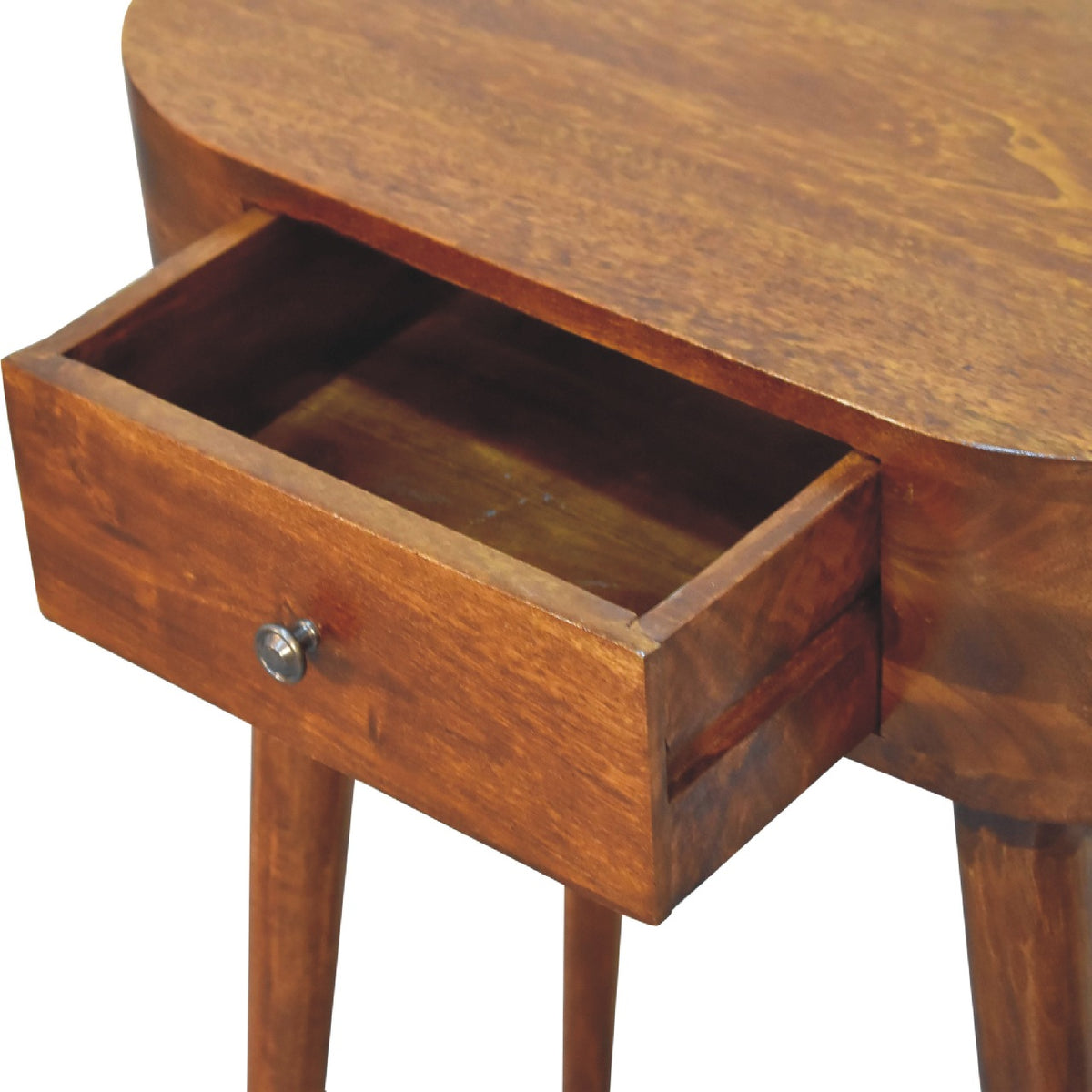 Solid Wood Oval Nightstand Console