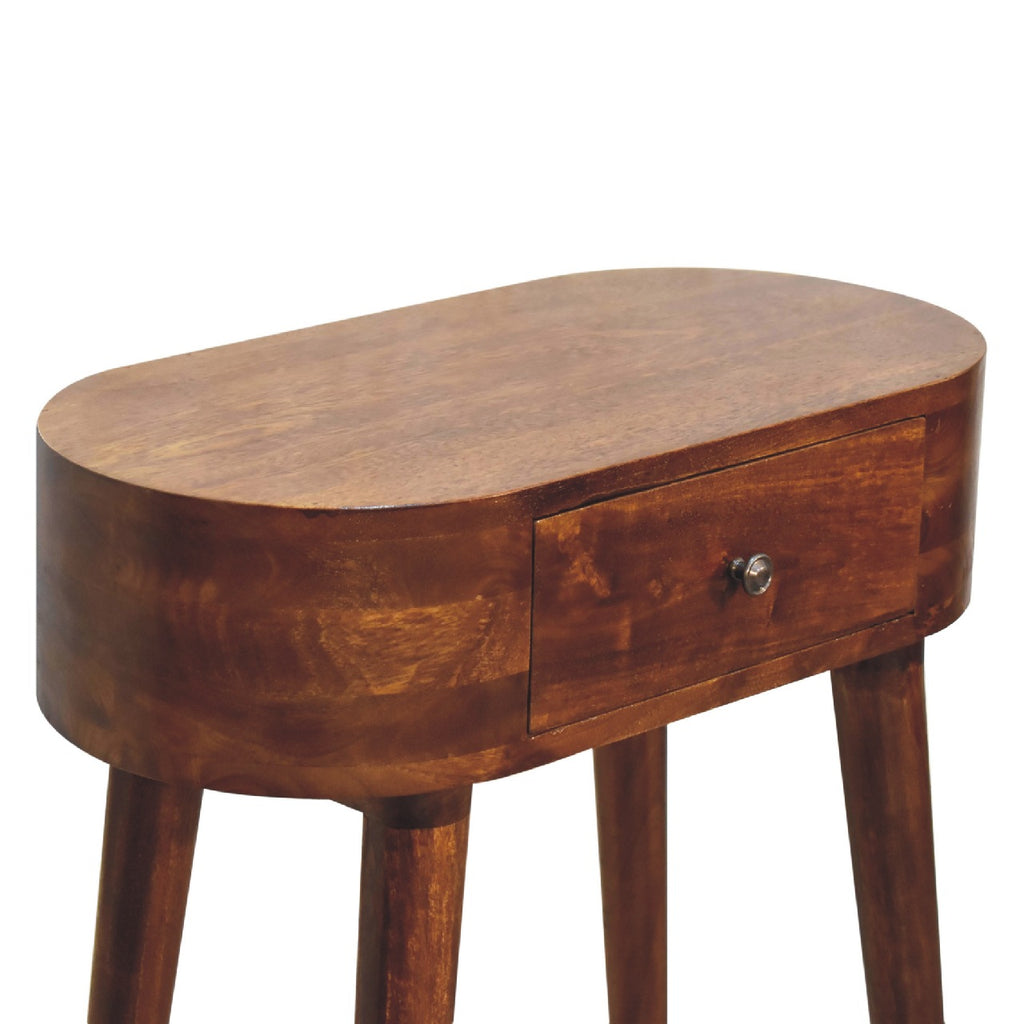 Solid Wood Oval Nightstand Console