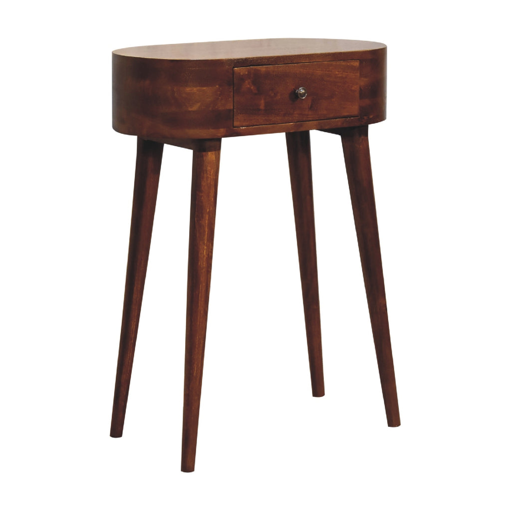 Solid Wood Oval Nightstand Console