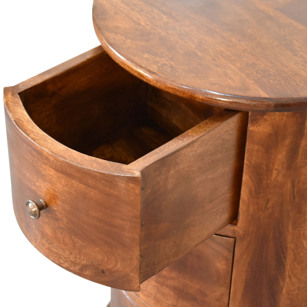 Solid Wood Round 3-Drawer Chest
