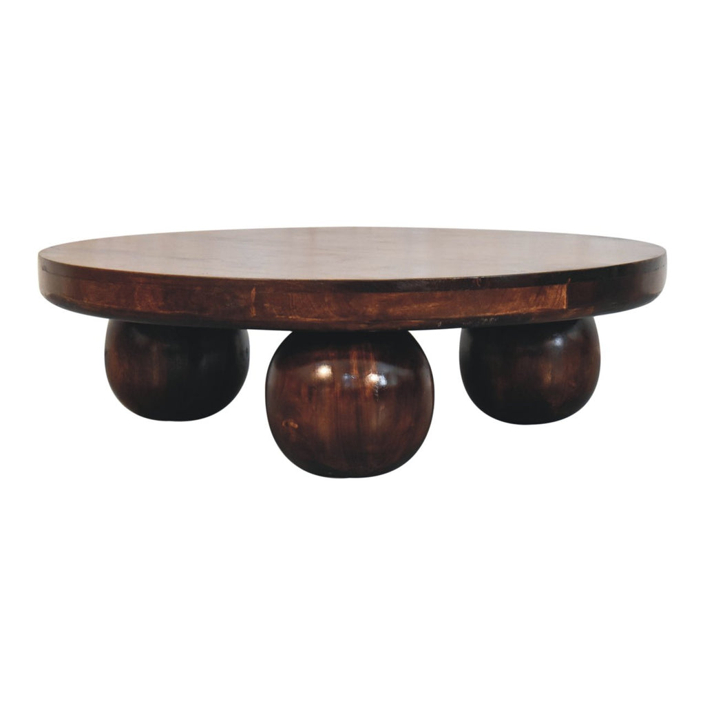 Solid Wood Sphere Leg Coffee Table