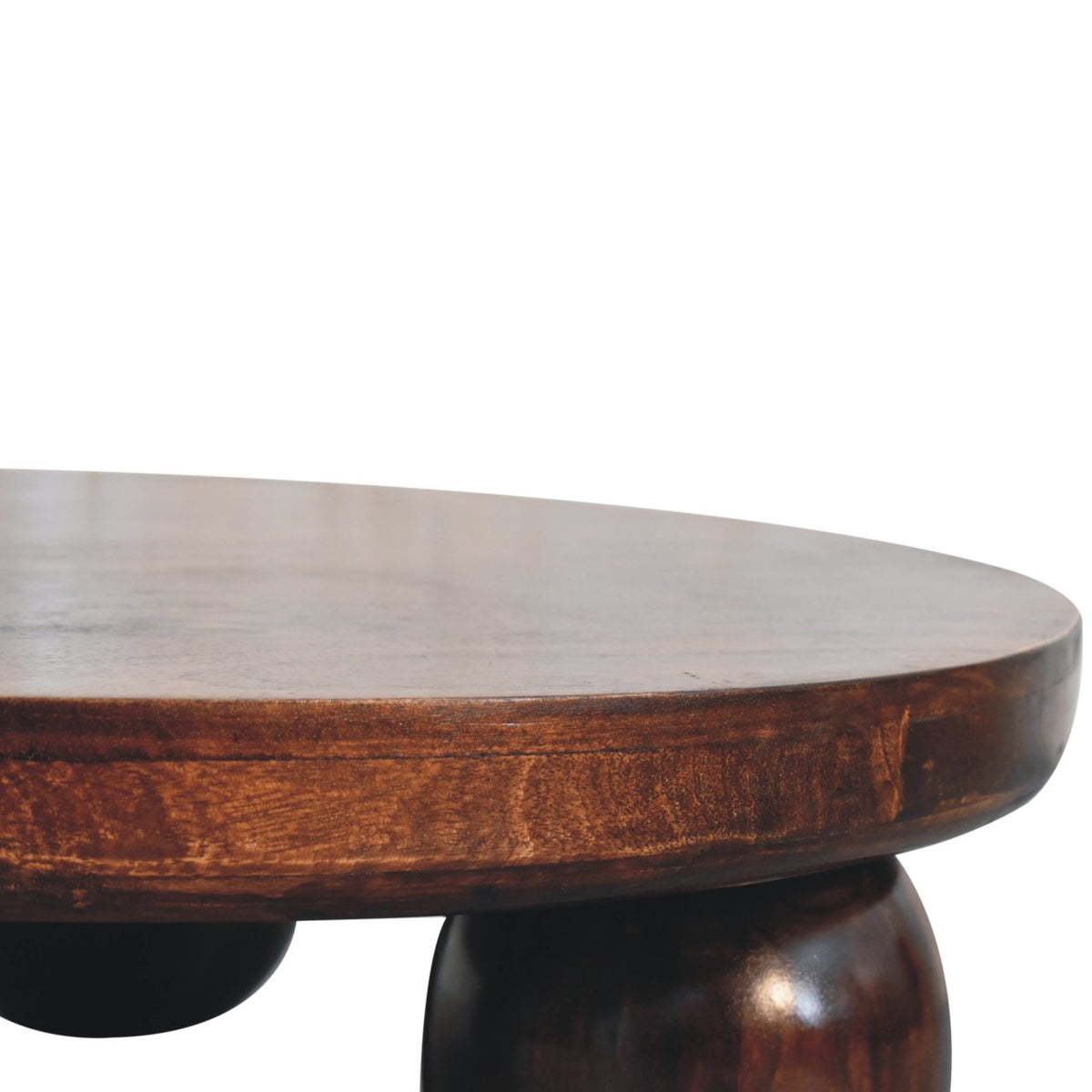 Solid Wood Sphere Leg Coffee Table