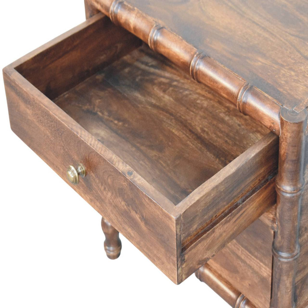 Solid Wood Faux Bamboo Nightstand