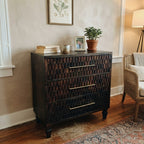 Solid Wood 3-Drawer Textured Chest