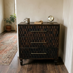 Solid Wood 3-Drawer Textured Chest