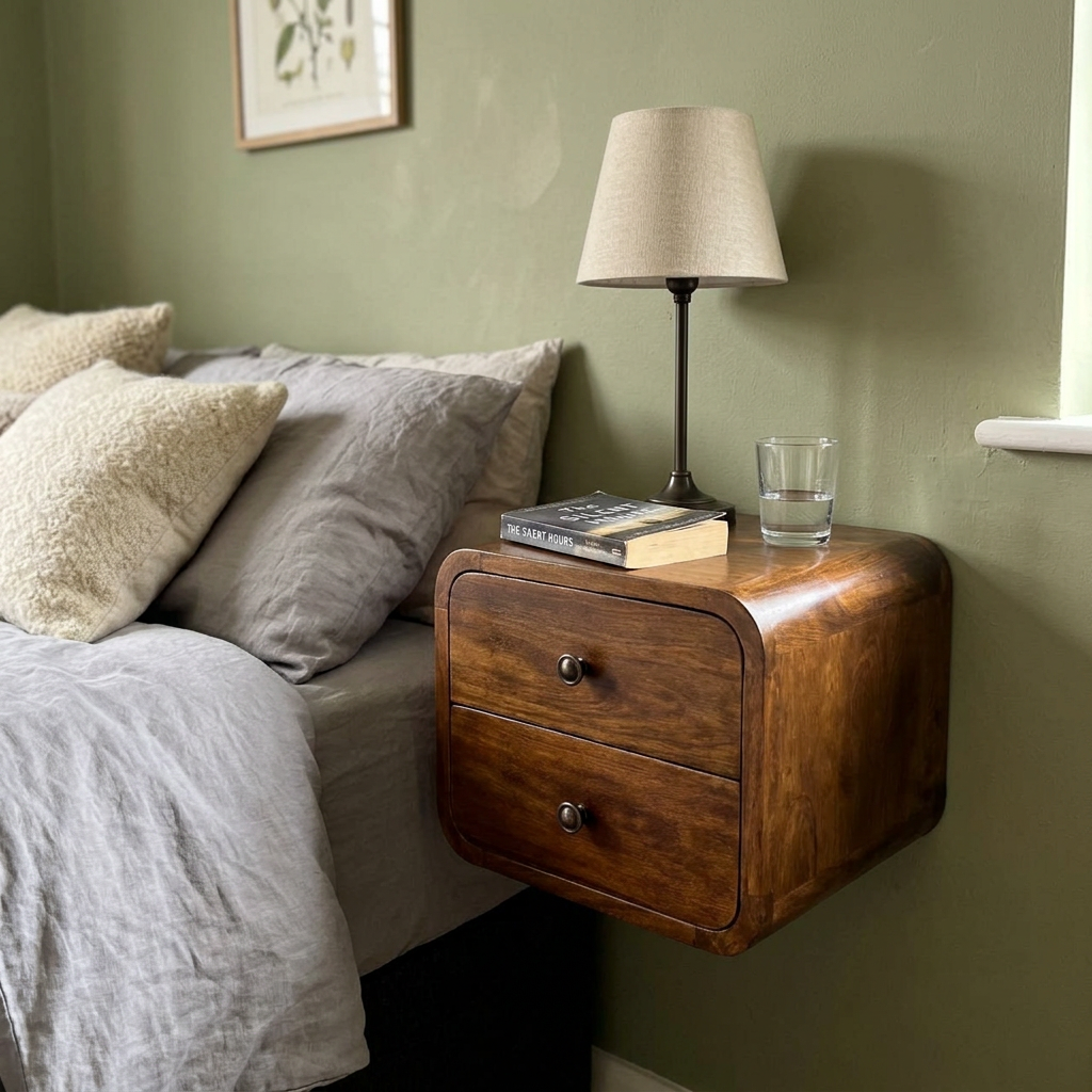 Solid Wood Floating Nightstand