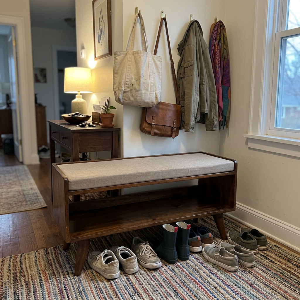 Artisan Furniture Nordic Solid Wood Mud Linen Storage Bench
