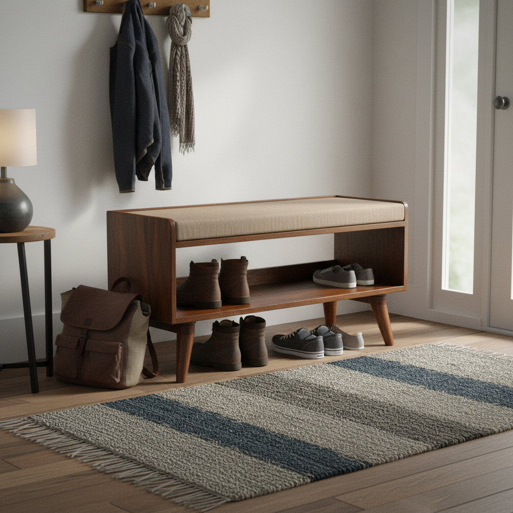 Artisan Furniture Nordic Solid Wood Mud Linen Storage Bench