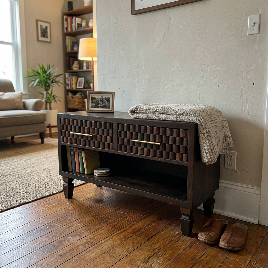 Solid Wood Textured Media Console