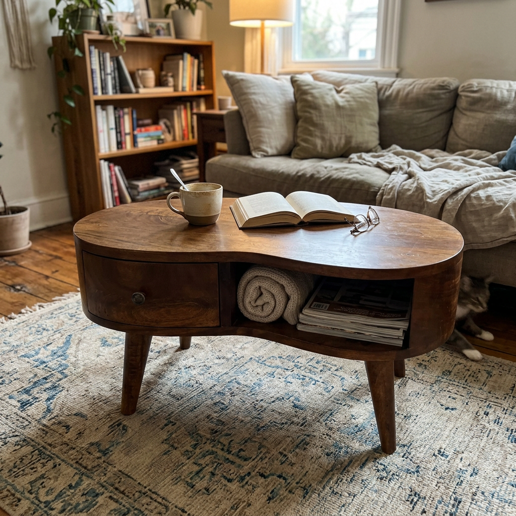 Solid Wood Kidney Coffee Table