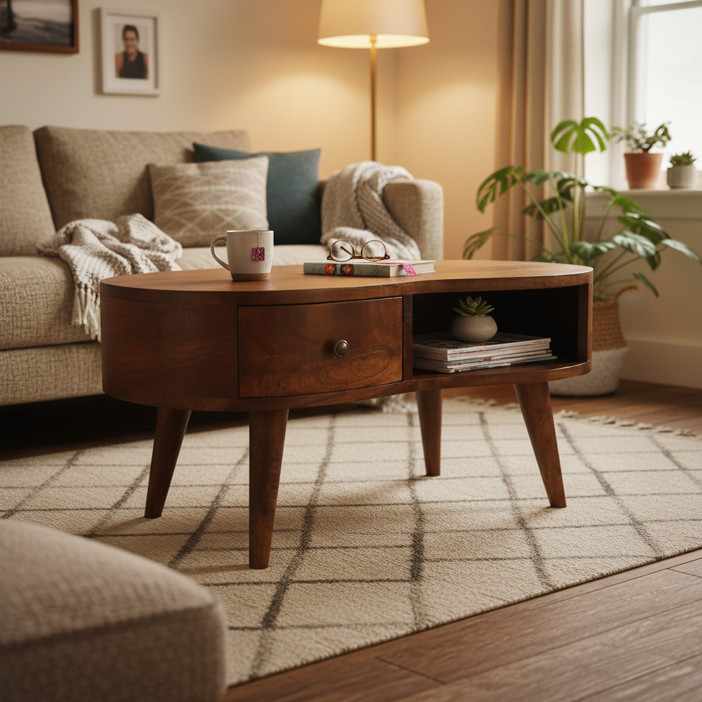 Solid Wood Kidney Coffee Table