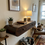 Solid Wood Floating Oval Console