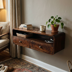 Solid Wood Wall-Mounted Floating Console Shelf