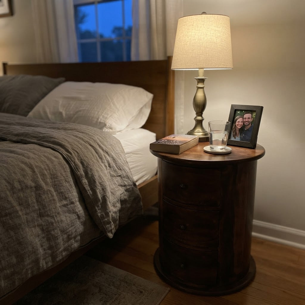 Solid Wood Round 3-Drawer Chest
