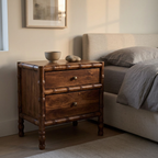 Solid Wood Faux Bamboo Nightstand