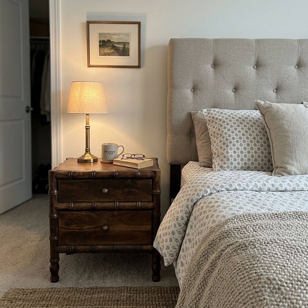 Solid Wood Faux Bamboo Nightstand