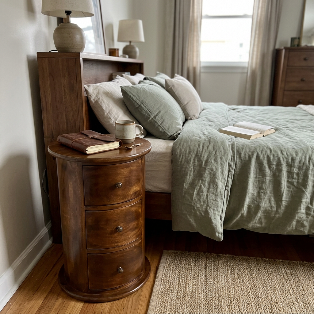 Solid Wood Round 3-Drawer Chest