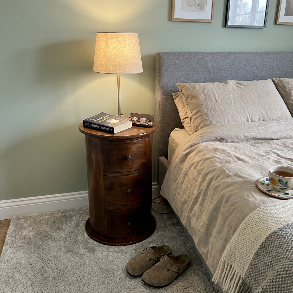 Solid Wood Round 3-Drawer Chest