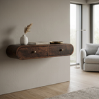 Solid Wood Floating Oval Console