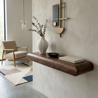 Solid Wood Floating Curved Shelf Desk