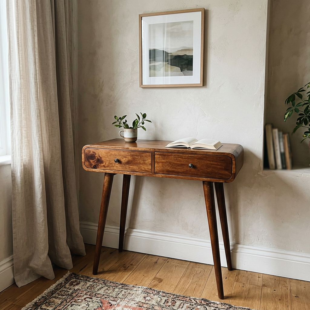 Solid Wood 2-Drawer Console Table