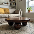 Solid Wood Sphere Leg Coffee Table