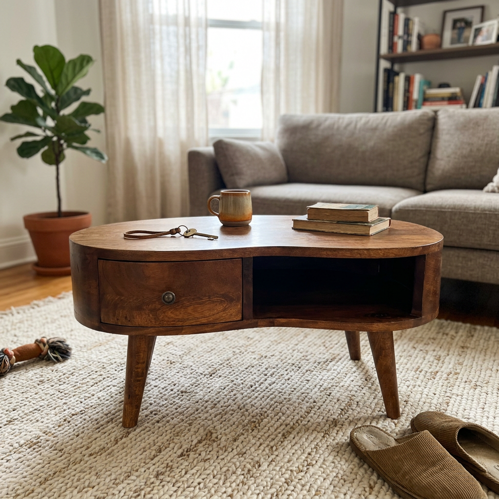 Solid Wood Kidney Coffee Table