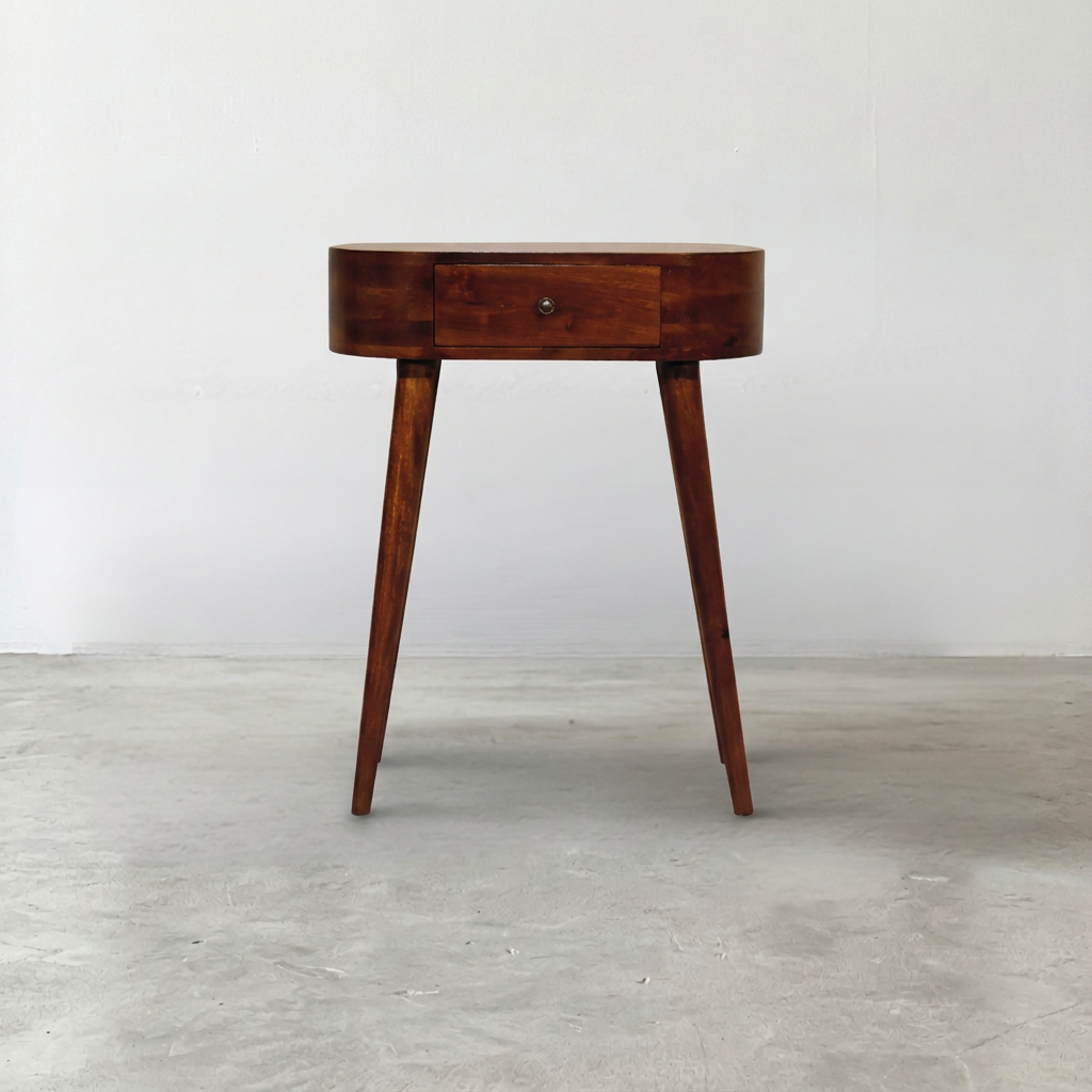 Solid Wood Oval Nightstand Console