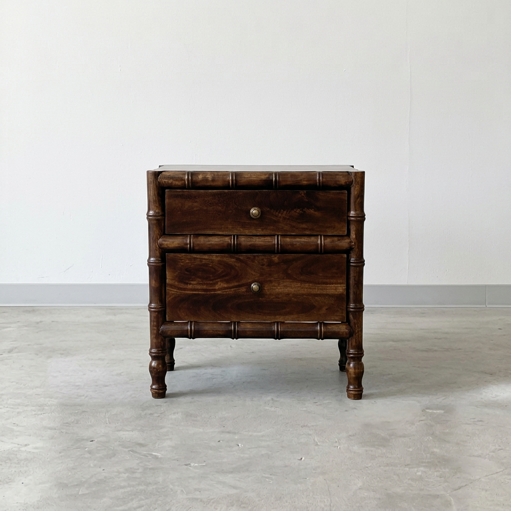 Solid Wood Faux Bamboo Nightstand