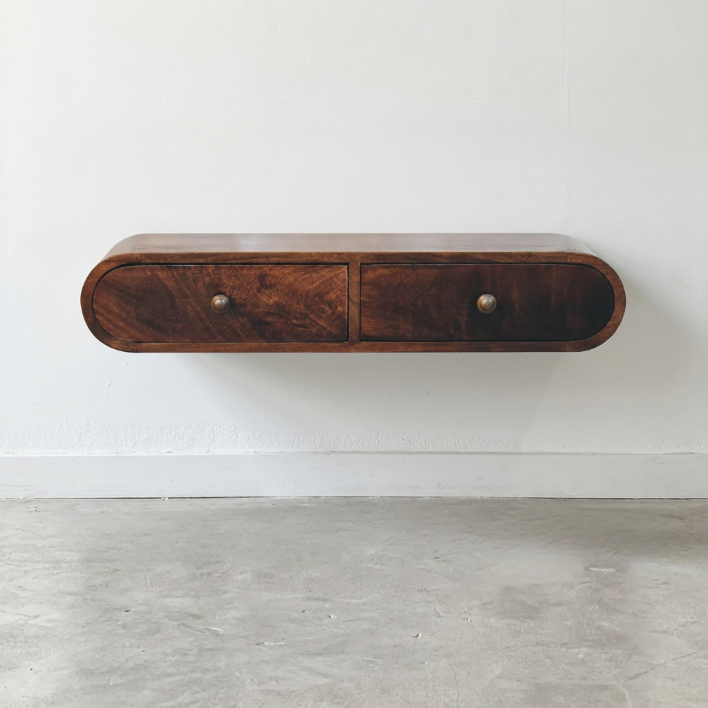 Solid Wood Floating Oval Console