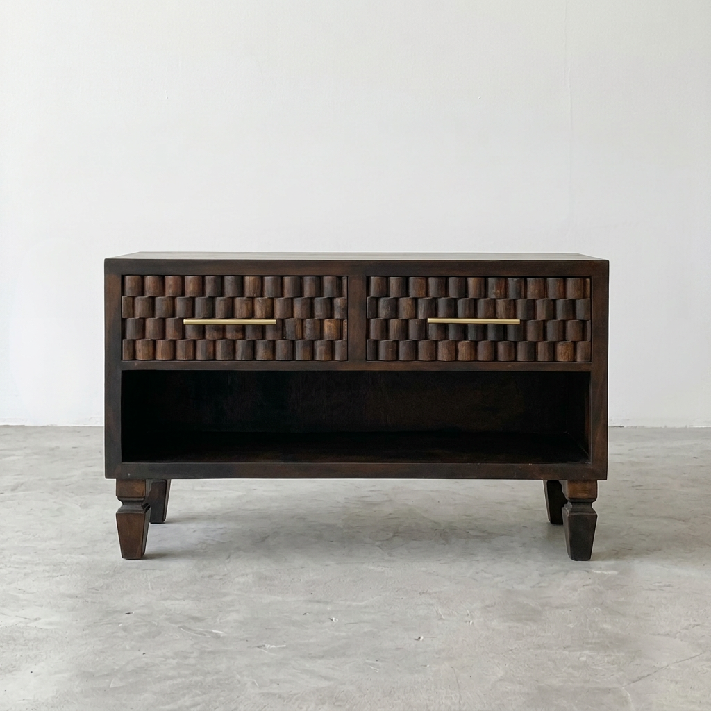 Solid Wood Textured Media Console