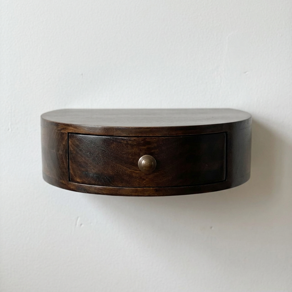 Solid Wood Floating Semicircle Console