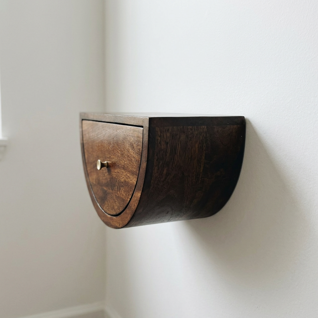 Solid Wood Floating Semicircle Wall Console