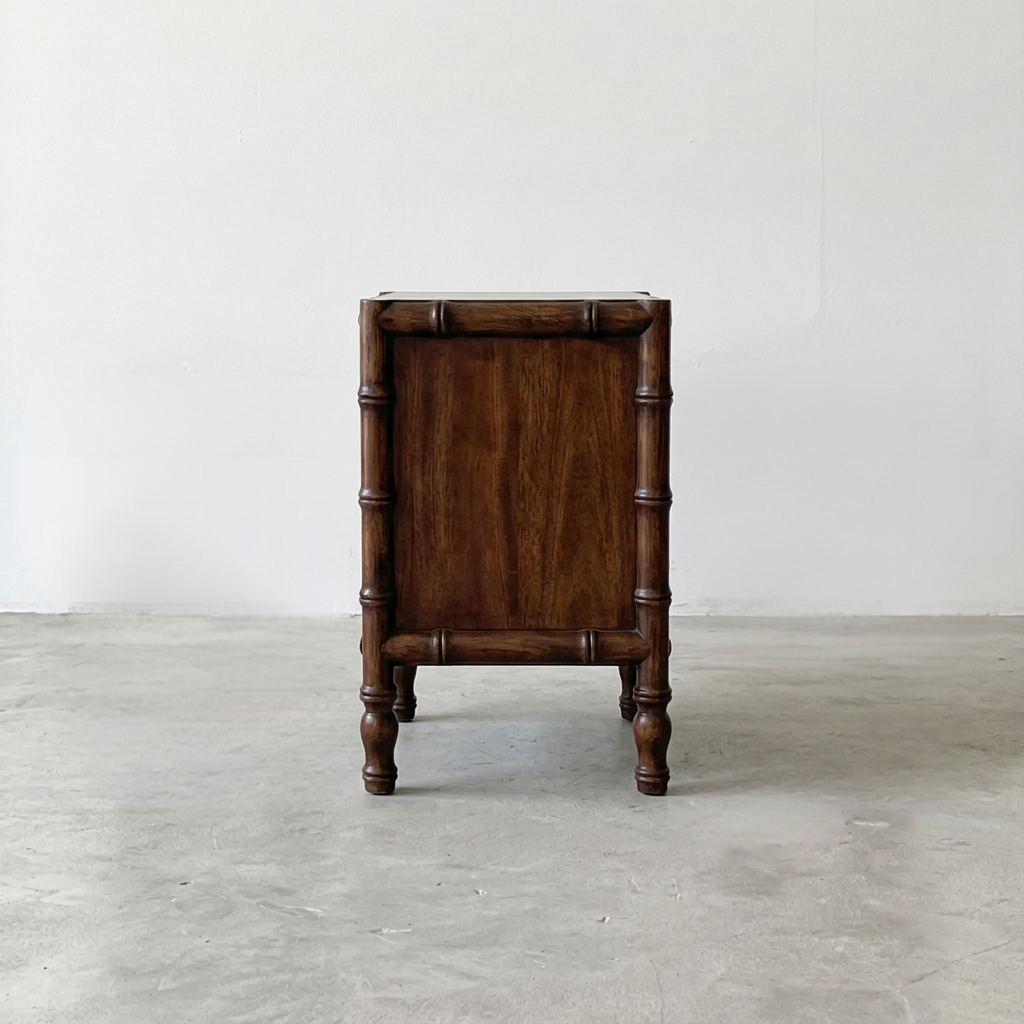Solid Wood Faux Bamboo Nightstand