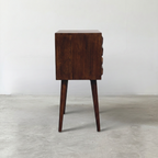 Solid Wood Geometric 3D Cube Nightstand