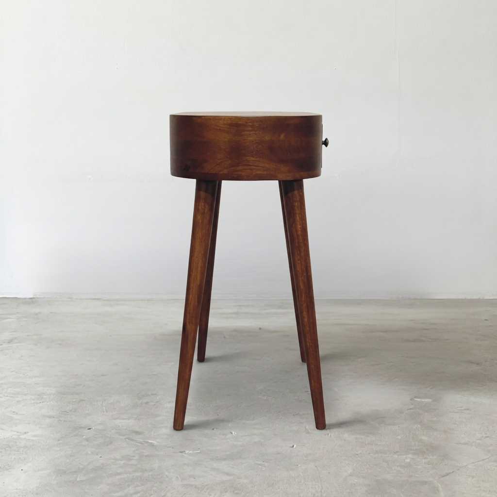 Solid Wood Oval Nightstand Console