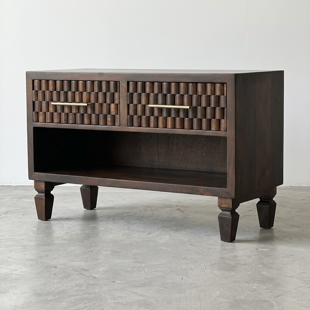Solid Wood Textured Media Console