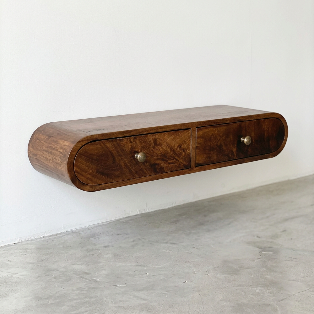 Solid Wood Floating Oval Console