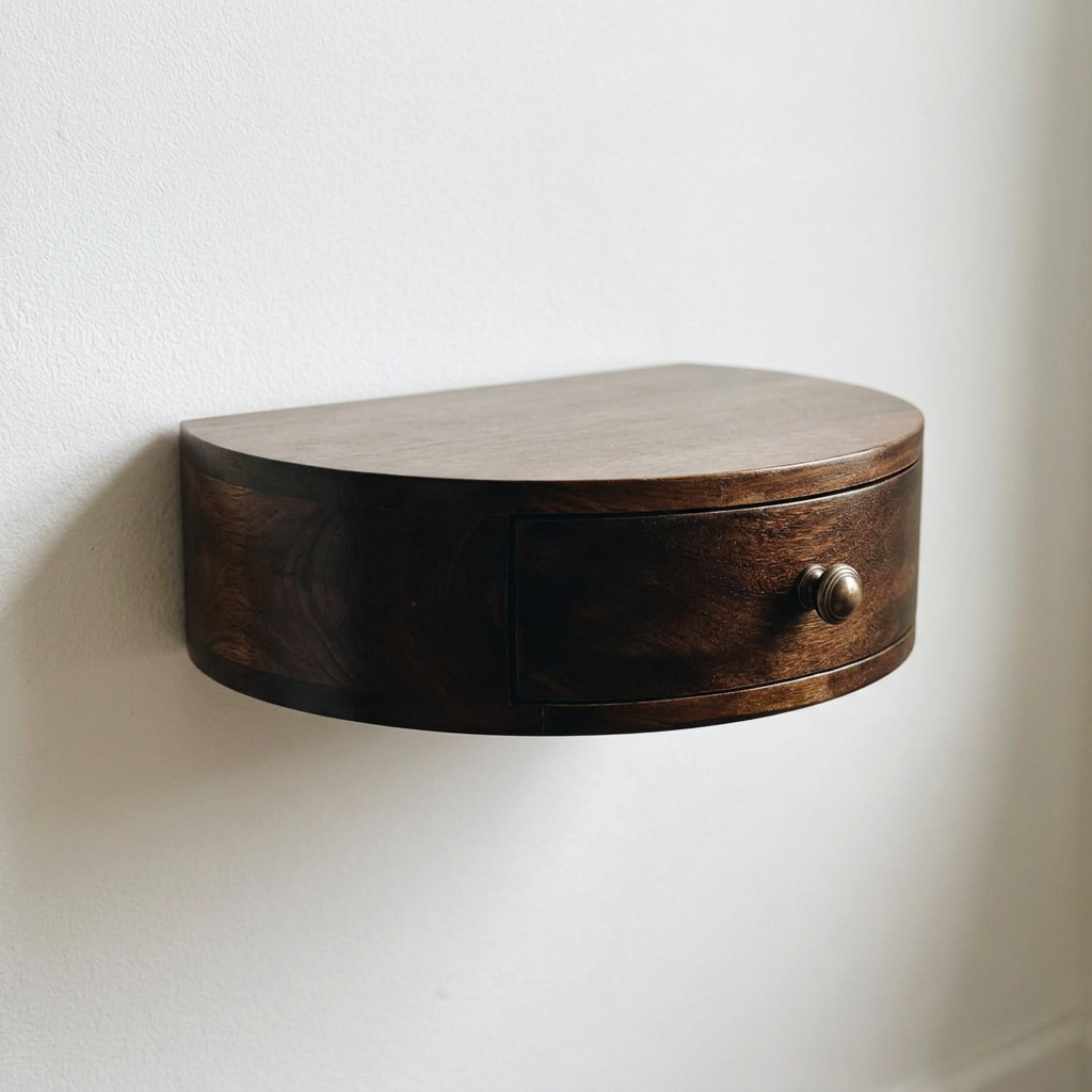 Solid Wood Floating Semicircle Console