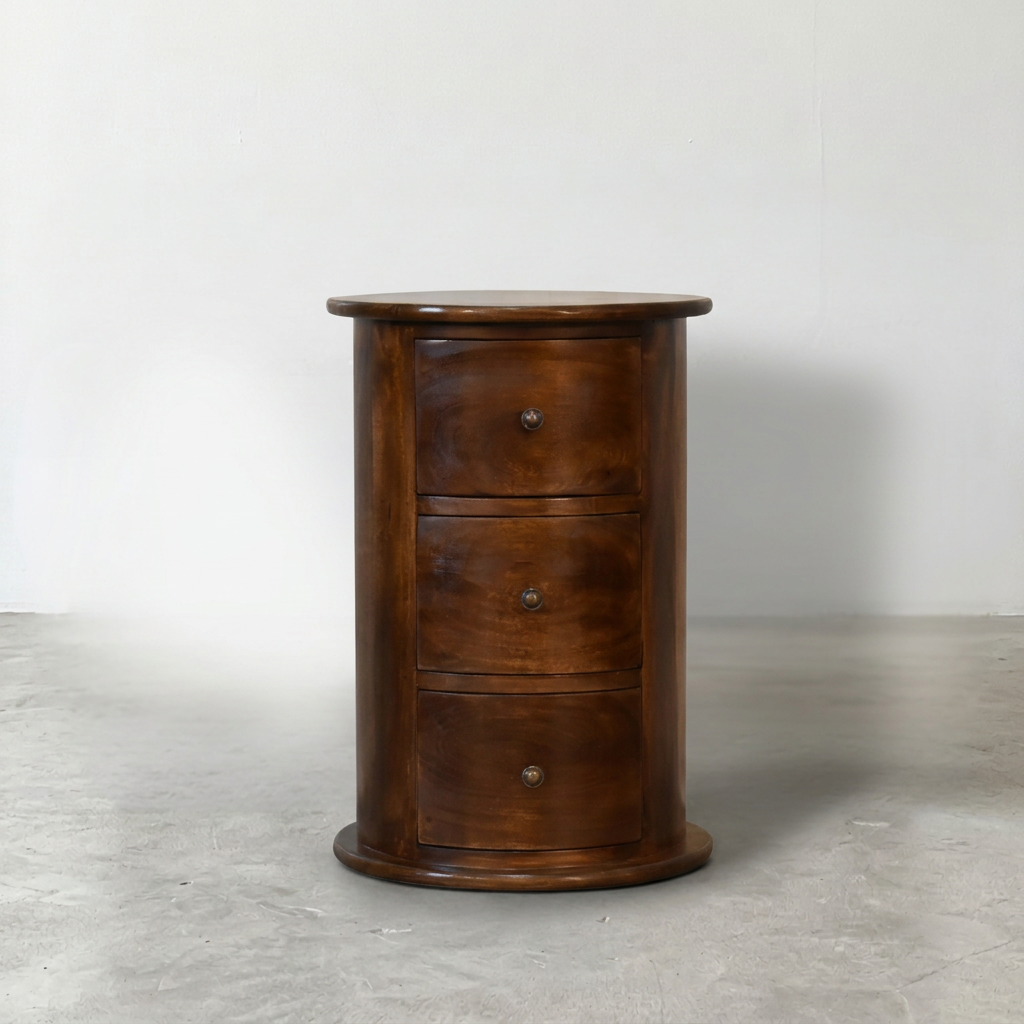 Solid Wood Round 3-Drawer Chest
