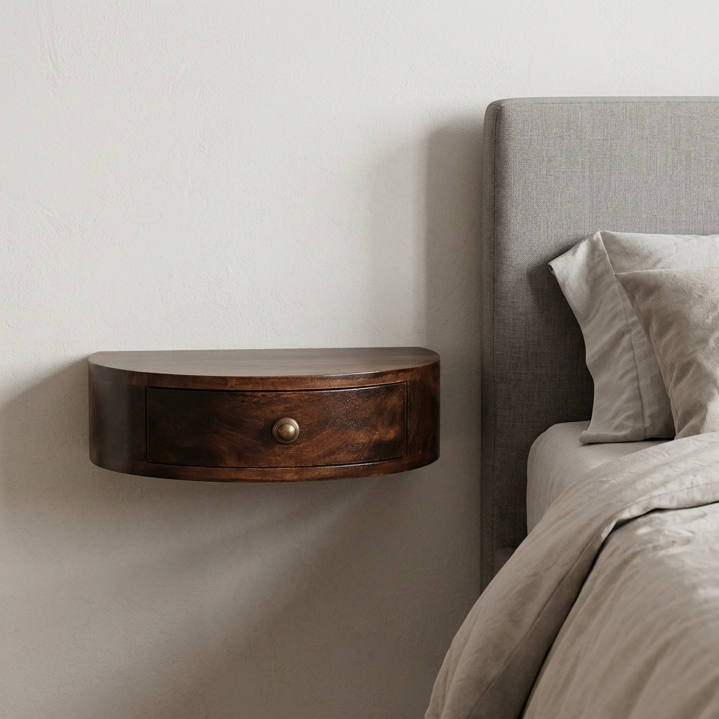 Solid Wood Floating Semicircle Console