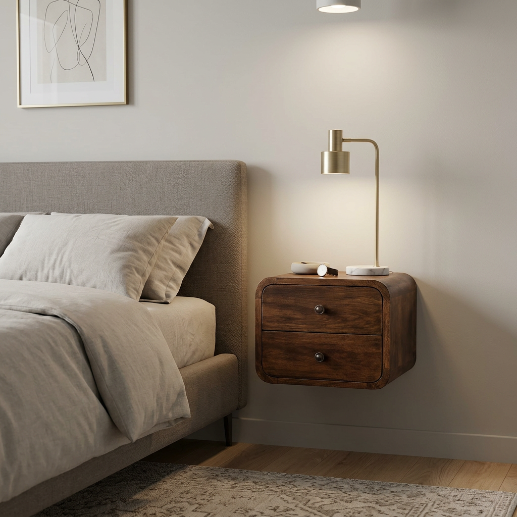 Solid Wood Floating Nightstand