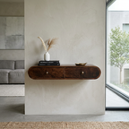 Solid Wood Floating Oval Console