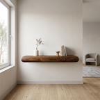 Solid Wood Floating Curved Shelf Desk